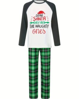 DEAR SANTA – Christmas Pajamas Set – Green/White
