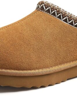 Indoor/Outdoor Genuine Suede Fuzzy Slippers for Women